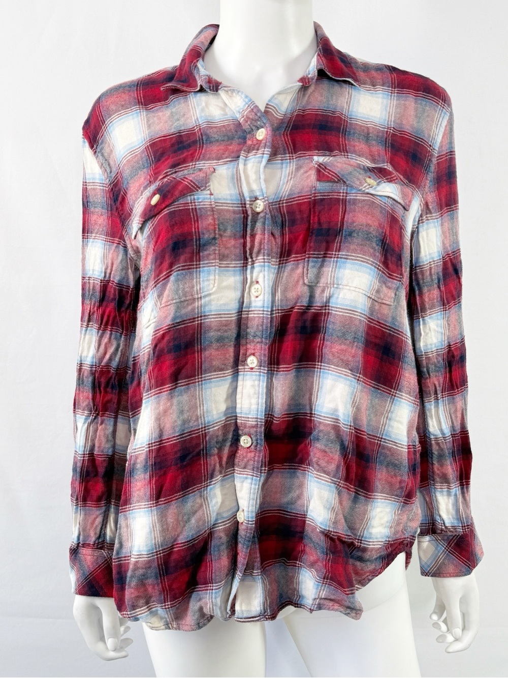 Pendleton Red White Plaid Button Up Shirt Size M Casual Western Summer Collared